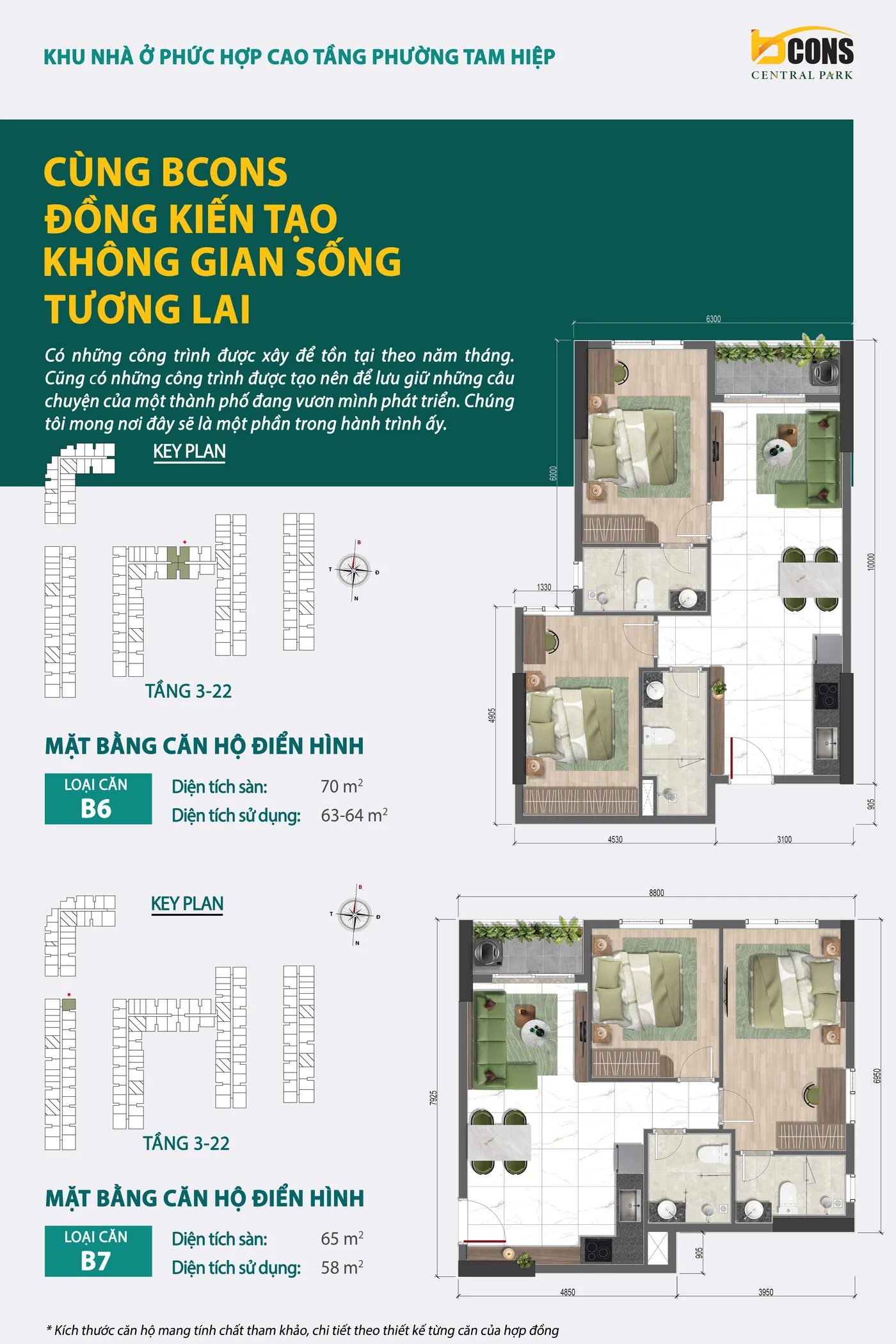 Mặt bằng căn hộ B6, B7