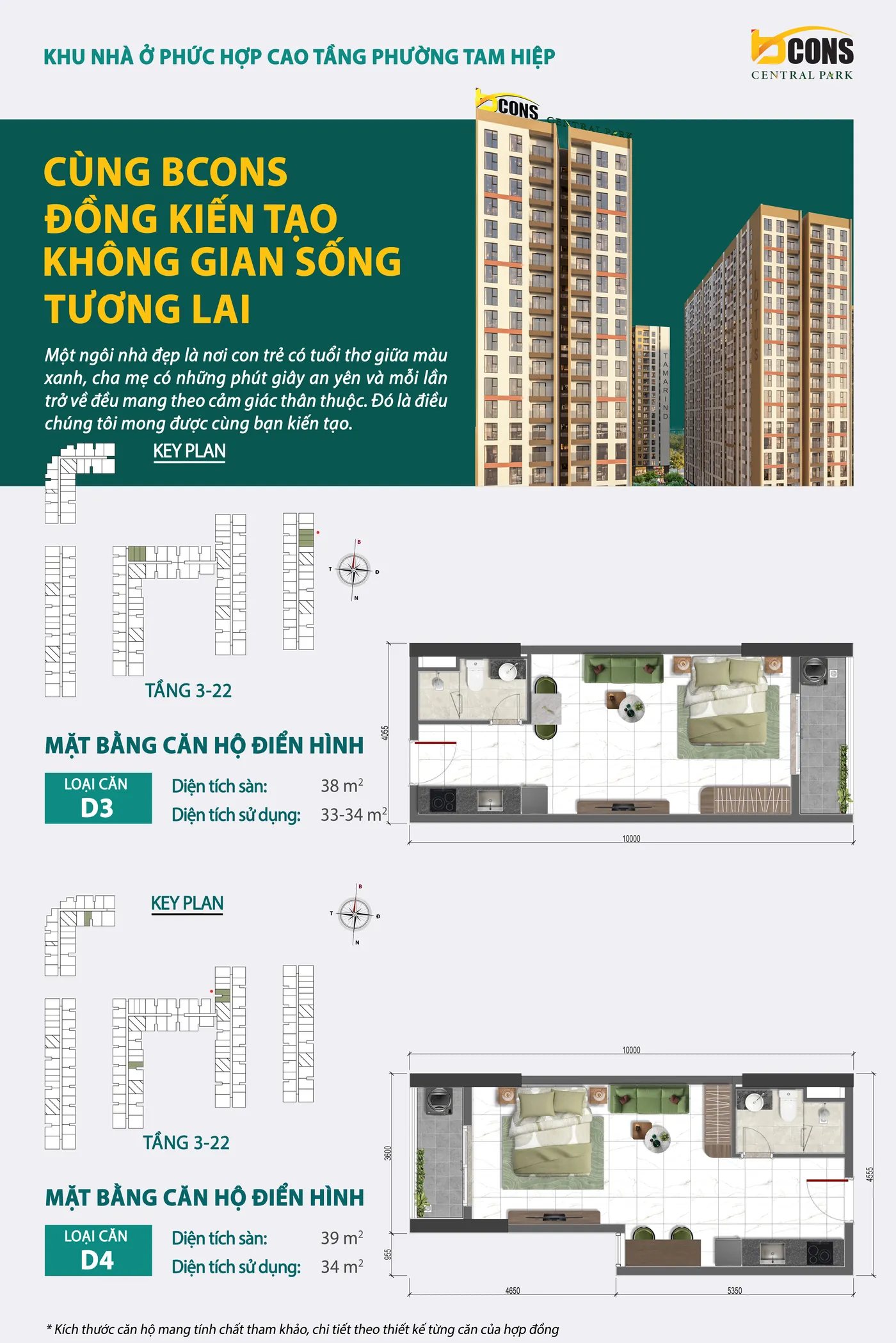 Mặt bằng căn hộ D3, D4