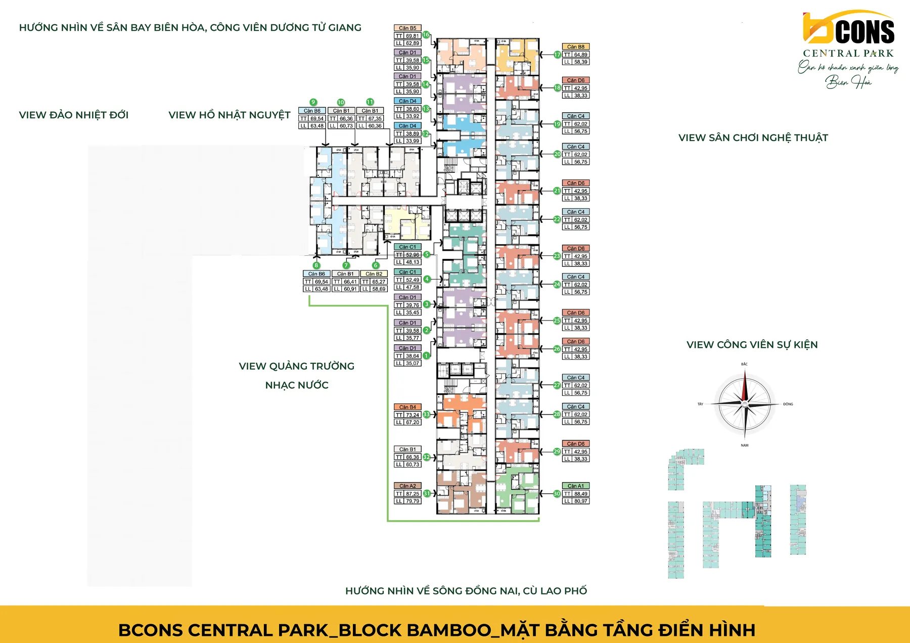 Mặt bằng tầng điển hình block Bamboo