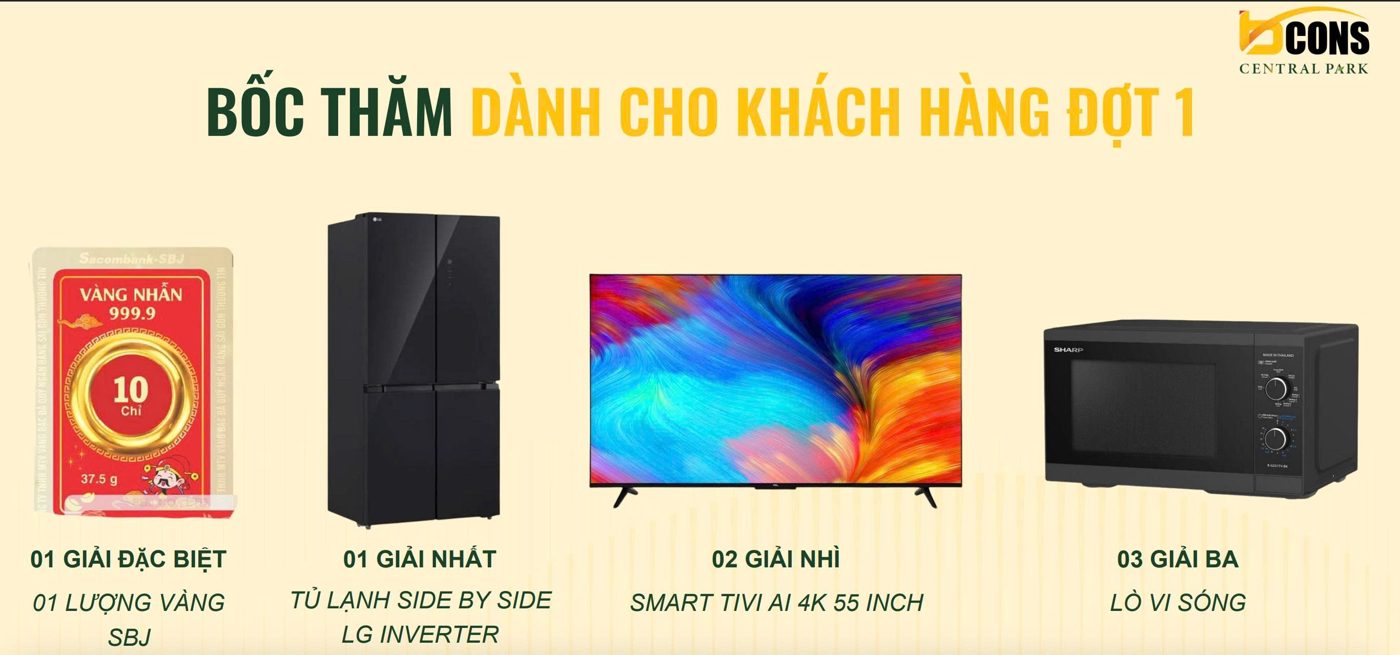 Bốc thăm dành cho khách hàng đợt 1 – vàng SBJ, tủ lạnh LG, Smart TV, lò vi sóng
